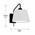 Stratton Matt Black Swing Arm Plug In Wall Light with Grey Linen Shade