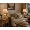 Malham Small Cream Antique Table Lamp with Linen Shade