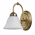 Elegant Diner Downlighter Wall Light - Antique Brass - Alabaster Glass