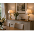 Malham Small Cream Antique Table Lamp with Linen Shade