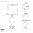 Hepburn Large Ceramic Table Lamp with Ivory Pleated Shade - Modern Grey & Silver