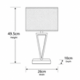 V Design Antique Brass Slimline Table Lamp with Grey Linen Shade