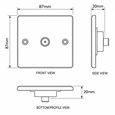 Round Edge Brushed Steel 1G TV Socket
