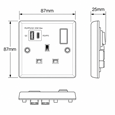 Convex White 1G Switched Socket with USB-A & USB-C