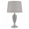 Malham Large Classic Ceramic Table Lamp with Shade - Grey and Satin Silver