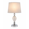 Hannah Luxury Elegant Chrome & Crystal Table Lamp with Grey Linen Shade