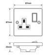 Round Edge Matt Black 13A 1G DP Switched Socket