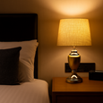 Malham Ceramic Table Lamp with Matching Shade - Champagne Gold & Satin Silver