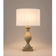 Fengate Stone Effect Grey Table Lamp with Ivory Silk String Shade