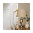 Malham Ceramic Table Lamp with Matching Shade - Champagne Gold & Satin Silver