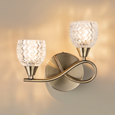 Hendon Antique Brass Twin Double Wall Light with Crystal Glass Shades