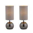 Pair of Bedford Modern Black Brushed Metal Ball Small Touch Control Table Lamps