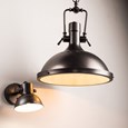 New York Modern Industrial Wall Light - Matt Black - Black Braided Cable