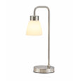 Arch Satin Silver Vintage Industrial Table Lamp with Jasmin Opal Glass Shade