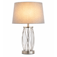 Ashleigh Silver Clear Glass Cylinder Lantern Table Lamp with Grey Linen Shade