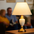 Malham Small Classic Table Lamp with Matching Shade - Cream & Antique Brass