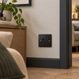 Round Edge Matt Black 13A 1G DP Switched Socket