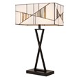 Art Deco Tiffany Style Rectangular Glass Table Lamp - Ivory - Grey - Modern