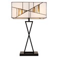 Art Deco Tiffany Style Rectangular Glass Table Lamp - Ivory - Grey - Modern