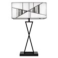 Art Deco Tiffany Style Rectangular Glass Table Lamp - Ivory - Grey - Modern