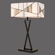 Art Deco Tiffany Style Rectangular Glass Table Lamp - Ivory - Grey - Modern