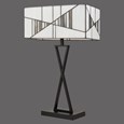Art Deco Tiffany Style Rectangular Glass Table Lamp - Ivory - Grey - Modern
