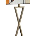 Art Deco Tiffany Style Rectangular Glass Table Lamp - Amber - Antique Brass