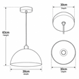 Dome Modern Suspension Ceiling Pendant Light - Blue