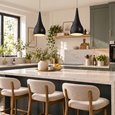 Modern Black Teardrop Pendant Ceiling Light - Adjustable Cable