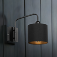 Stratton Matt Black Swing Arm Switched Wall Light with Matching Shade