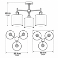 Echo Modern  3 Light Pewter Ceiling Light with Grey Linen Shades