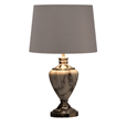 Hepburn Large Grey Marble Effect Table Lamp with Grey Silver Lined Shade - Grey