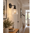 Echo Black Unswitched Modern Industrial Wall Light - Clear Glass Shade