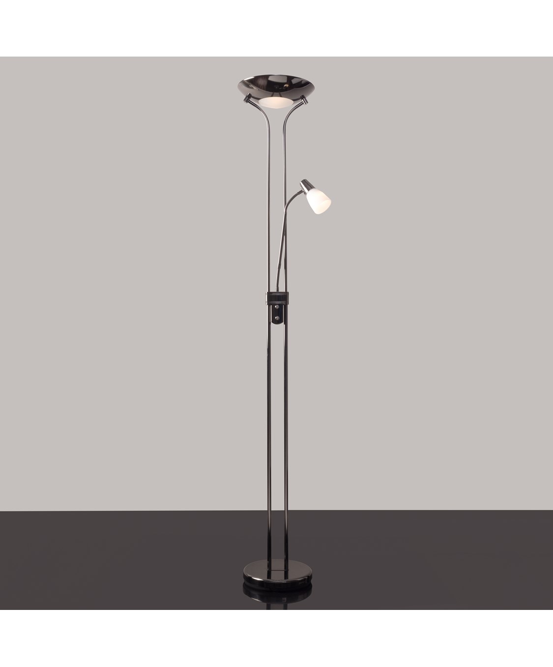 Mother and Child Floor Lamp Black Chrome Complete With LED Bulbs