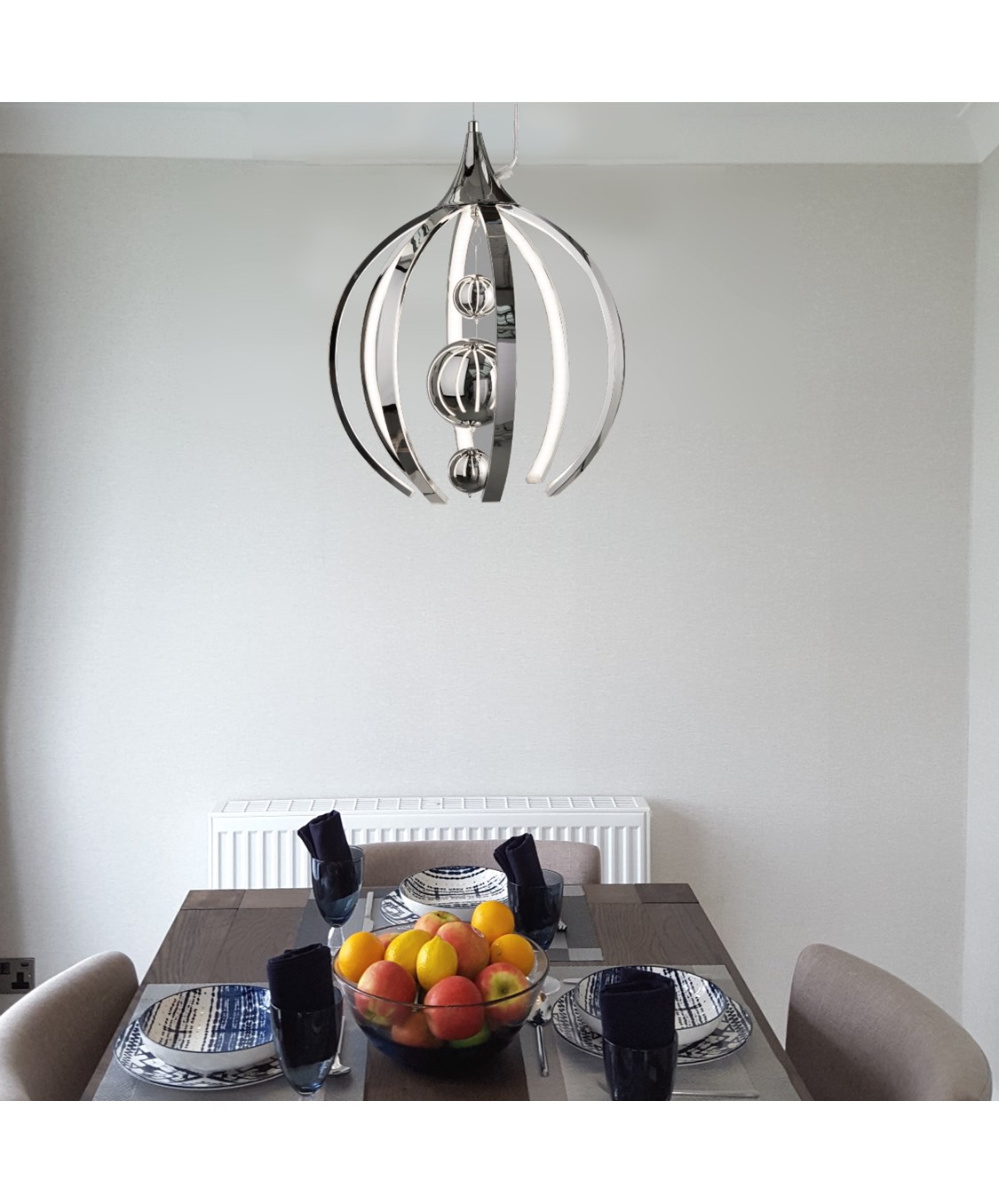 Modern Chrome LED Ceiling Pendant Suspension Light Fitting