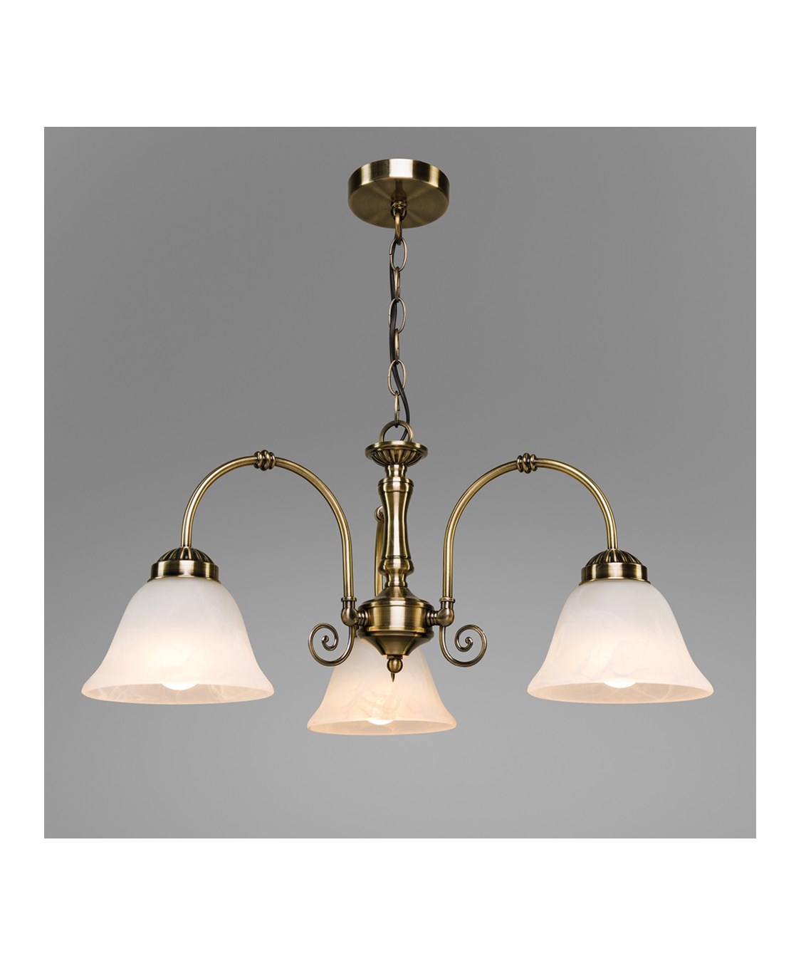 Elegant Diner Ceiling 3 Light Pendant Antique Brass Alabaster Glass