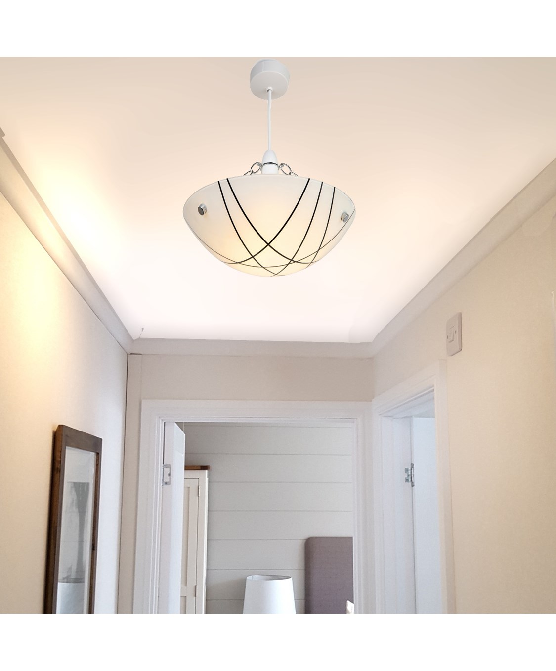 Crosbie Glass Ceiling Uplighter Pendant Shade White/Black/Chrome