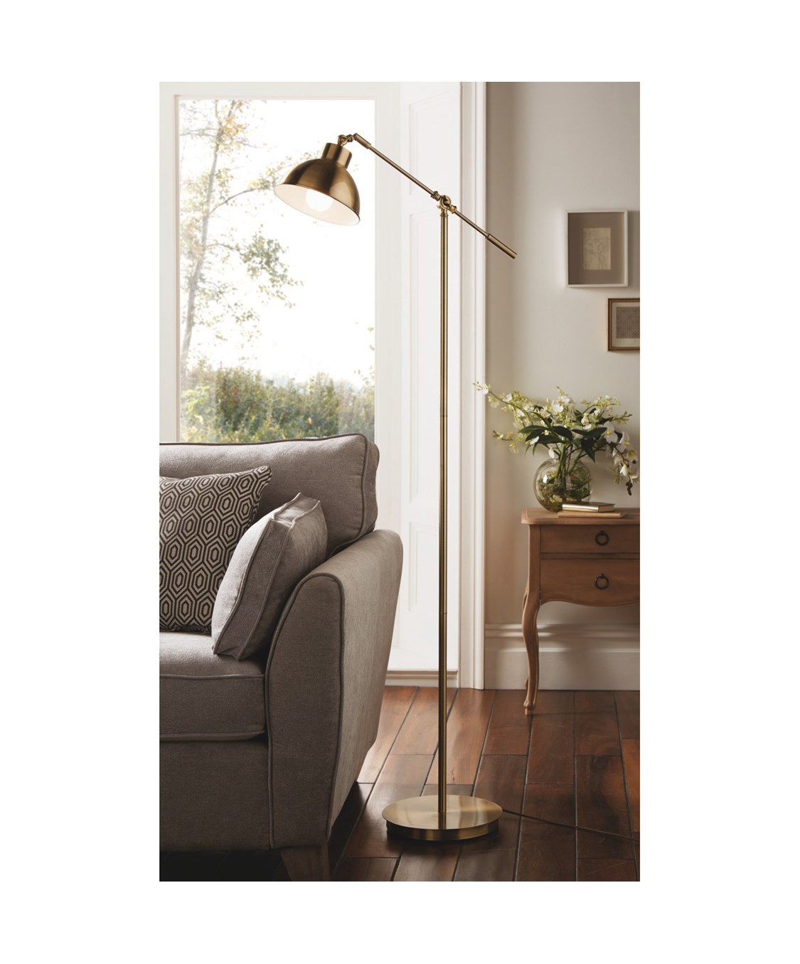 Antique Brass Cantilever Floor Lamp