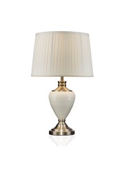 Hepburn Large Ceramic Table Lamp with Matching Pleated Shade - Cream & Brass Hepburn Large Ceramic Table Lamp with Matching Pleated Shade - Cream & Brass