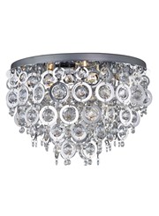 Searchlight Nova Flush Ceiling 5 Light - Chrome - Rings & Droplets