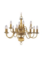 Searchlight Flemish 12 Light Chandelier - Antique Solid Brass Searchlight Flemish 12 Light Chandelier - Antique Solid Brass