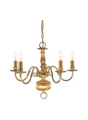Searchlight Flemish 5 Light Chandelier - Antique Solid Brass Searchlight Flemish 5 Light Chandelier - Antique Solid Brass