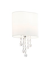 Searchlight Nina  Wall Light - Chrome - Clear Beads - White Shade Searchlight Nina  Wall Light - Chrome - Clear Beads - White Shade