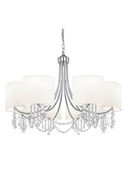 Searchlight Nina  Ceiling 8 Light - Chrome - Clear Beads - White Shade