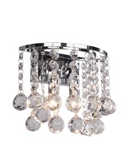 Senza Chrome & Crystal Ball Droplets Double Wall Light - Modern Wall Fixture Senza Chrome & Crystal Ball Droplets Double Wall Light - Modern Wall Fixture