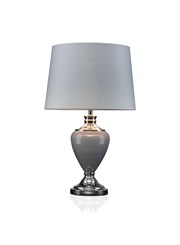Hepburn Large Ceramic Table Lamp With Matching Shade - Modern Grey & Silver Hepburn Large Ceramic Table Lamp With Matching Shade - Modern Grey & Silver