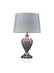 Hepburn Large Ceramic Table Lamp With Shade - Modern Grey & Silver