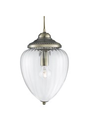 Searchlight Traditional Pendant Light -  Antique Brass With Clear Ribbed Glass Searchlight Traditional Pendant Light -  Antique Brass With Clear Ribbed Glass