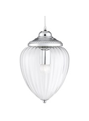 Searchlight Traditional Pendant Light -  Chrome With Clear Ribbed Glass