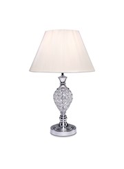 Hannah Luxury Elegant Chrome & Crystal Table Lamp with Ivory String Shade Hannah Luxury Elegant Chrome & Crystal Table Lamp with Ivory String Shade